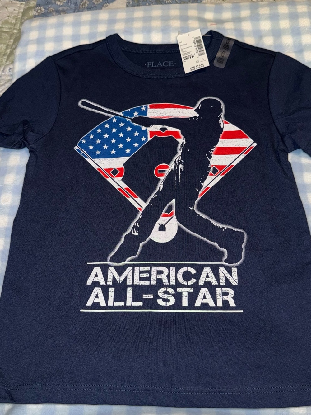 The Children’s Place Boys Size XS 4 New NWT Navy Baseball American Shirt